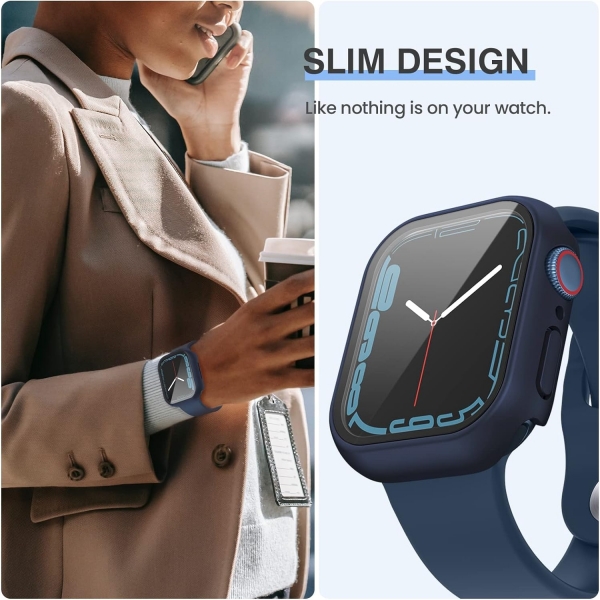 Tensea Apple Watch 9/8/7 41mm Bumper Klf -Clear/Black/Blue