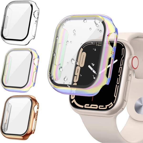 Tensea Apple Watch 9/8/7 41mm Bumper Klf -Clear/Glossy Rose Gold/Iridescent