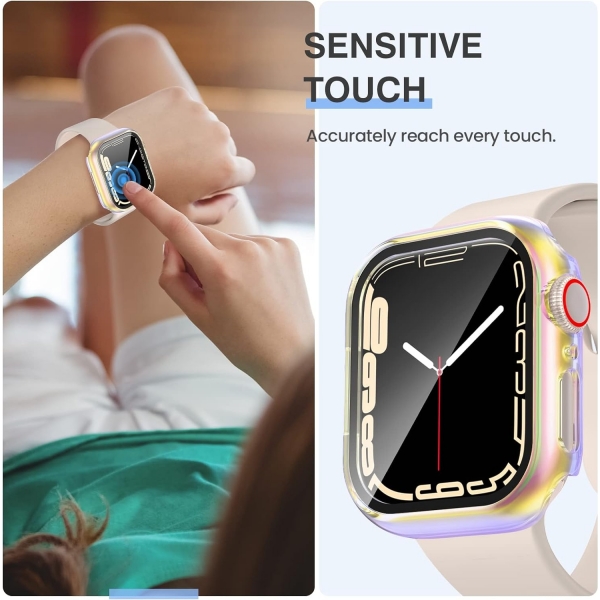Tensea Apple Watch 9/8/7 41mm Bumper Klf -Clear/Glossy Rose Gold/Iridescent