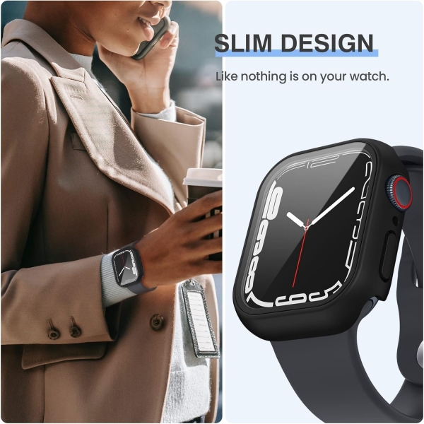 Tensea Apple Watch 9/8/7 41mm Bumper Klf -Clear/Black/Black