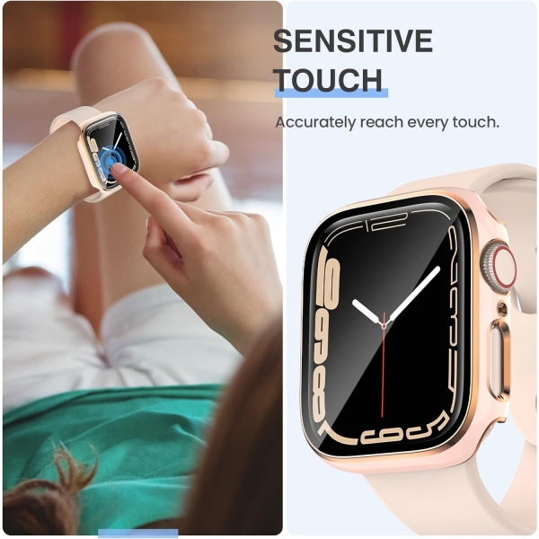 Tensea Apple Watch 9/8/7 41mm Bumper Klf -Clear/Black-Rose Gold/Pink-Rose Gold