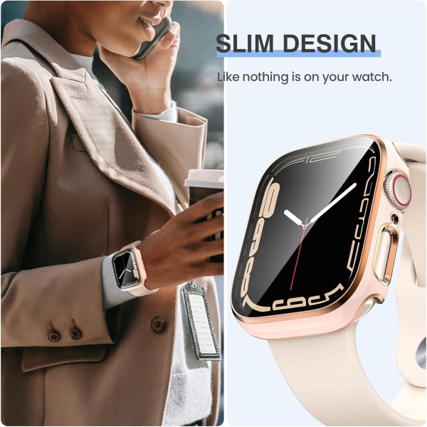 Tensea Apple Watch 9/8/7 41mm Bumper Klf -Clear/Black-Rose Gold/Pink-Rose Gold
