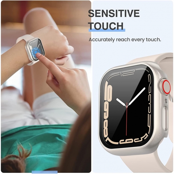Tensea Apple Watch 9/8/7 41mm Bumper Klf -Clear/Starlight/Black