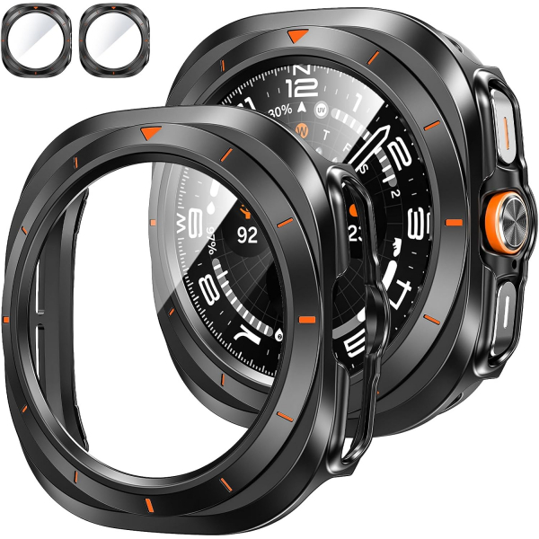 Tensea Bumper Galaxy Watch Ultra 47mm Bumper K�l�f-Matte Black/Orange