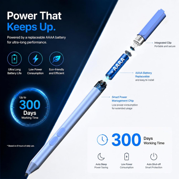 Tesha ASUS ZenBook/Vivobook/ROG Uyumlu Aktif Kalem-Blue