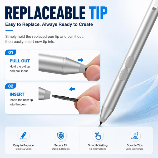 Tesha ASUS ZenBook/Vivobook/ROG Uyumlu Aktif Kalem-Silver
