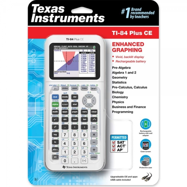 Texas Instruments TI-84 PLUS CE Hesap Makinesi (Beyaz)