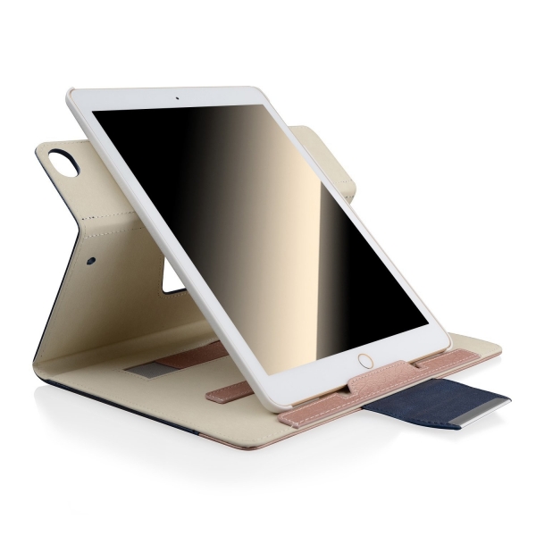 Thankscase Apple iPad Stand Kapak Klf (12.9 in)-Navy Rose Plus