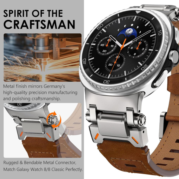 WINGLE Galaxy Watch 8 44mm Deri Kay -Titanium Brown
