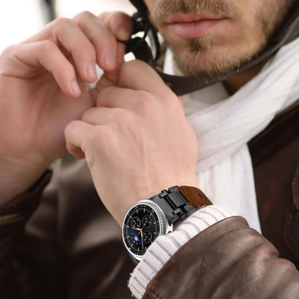 WINGLE Galaxy Watch 8 44mm Deri Kay -Black Brown