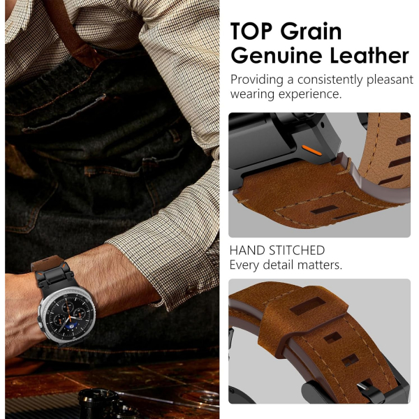 WINGLE Galaxy Watch 8 44mm Deri Kay -Black Brown