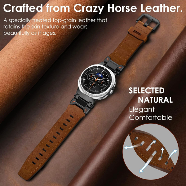 WINGLE Galaxy Watch 8 44mm Deri Kay -Black Brown