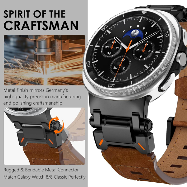 WINGLE Galaxy Watch 8 44mm Deri Kay -Black Brown