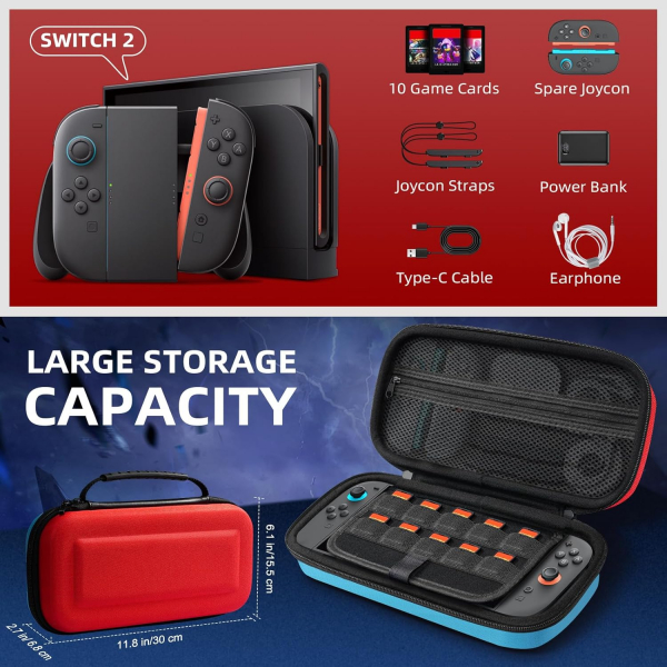 TiMOVO Nintendo Switch 2 Koruyucu Klf-Blue Red