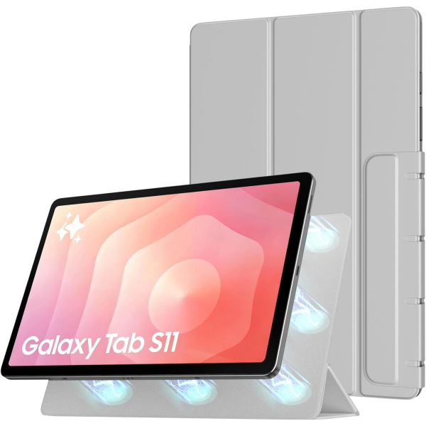 TiMOVO Samsung Galaxy Tab S11 Manyetik K�l�f-Silver Gray