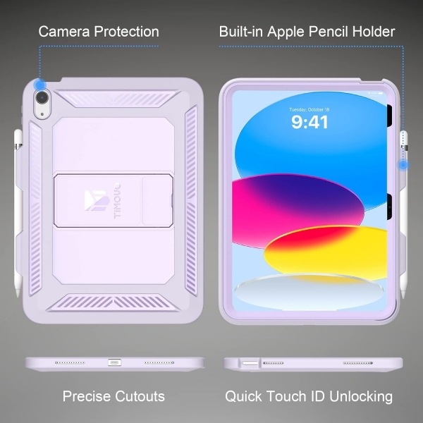 TiMOVO Tam Korumal iPad 10.Nesil Klf(10.9 in)-Taro Purple 