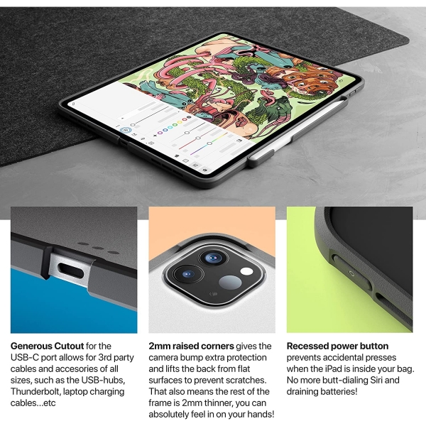 TineeOwl Glace Serisi iPad Pro Klf (11 in)(3.Nesil)-Black