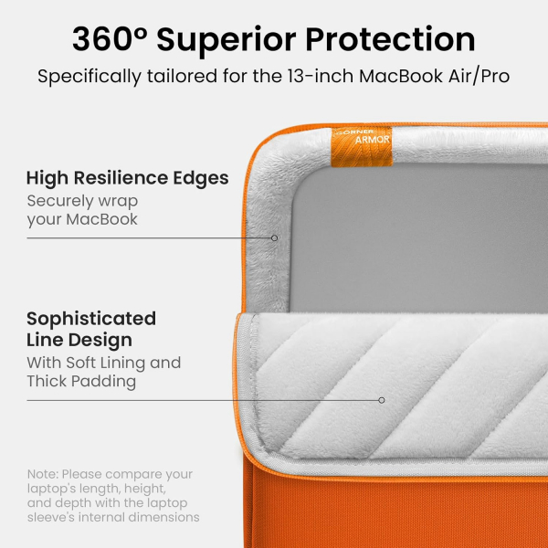 Tomtoc 360 MacBook Pro/Air M4 Laptop antas (13 in)-Orange