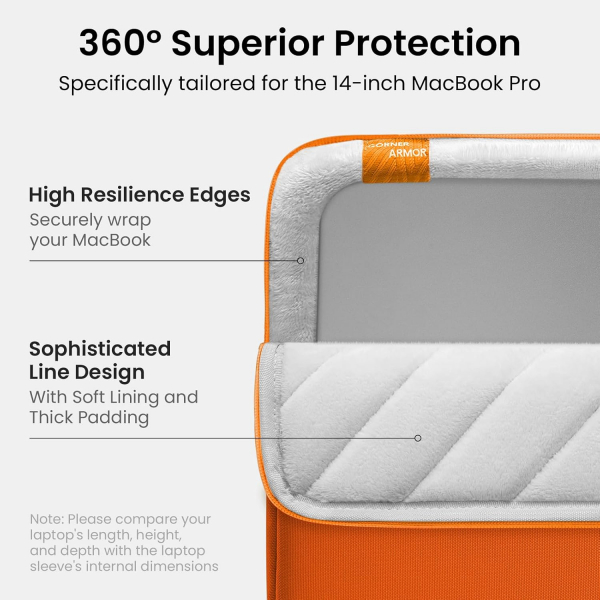 Tomtoc 360 Koruyucu MacBook Pro M2/M1 Uyumlu nce Laptop antas (14 in)-Orange