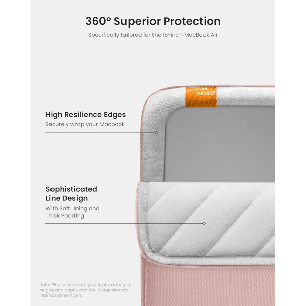 Tomtoc 360 MacBook Pro/Air M4 Laptop antas (15 in)-Pink