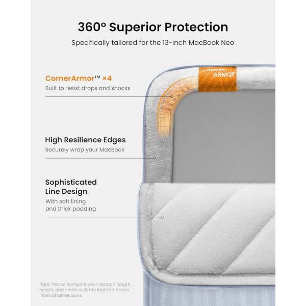 Tomtoc Defender A13 MacBook Neo Laptop �antas� (13 in�)-Light Blue