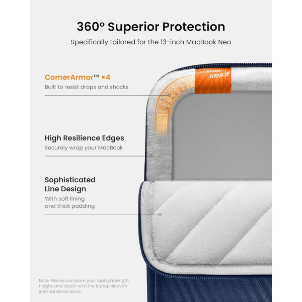 Tomtoc Defender A13 MacBook Neo Laptop �antas� (13 in�)-Navy Blue