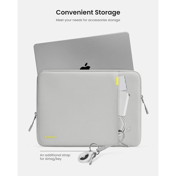 Tomtoc 360 Koruyucu MacBook Pro/Air M2/M1 Uyumlu nce Laptop antas (13 in)-Light Gray