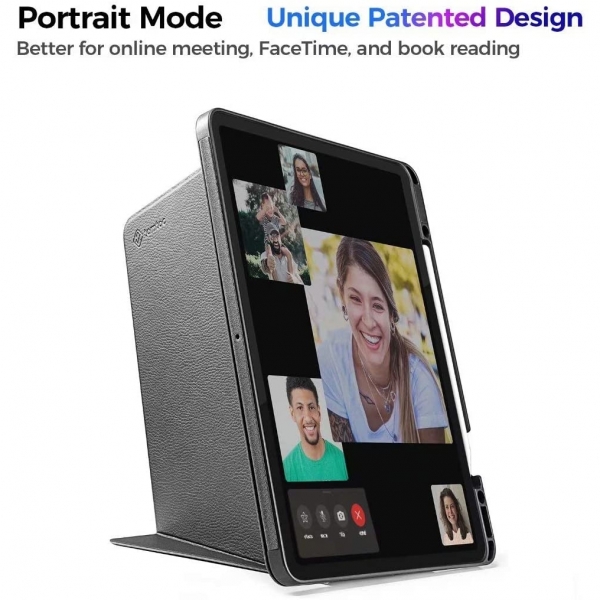 Tomtoc iPad Pro Kalem Blmeli Klf (12.9 in)-Black