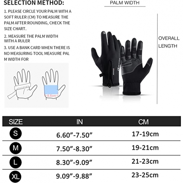 TEMEI Su Ge�irmez Dokunmatik Ekran Termal Eldiven 