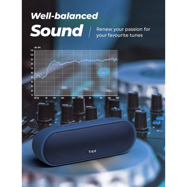 Tribit MaxSound Plus Portatif Bluetooth Hoparlr-Blue