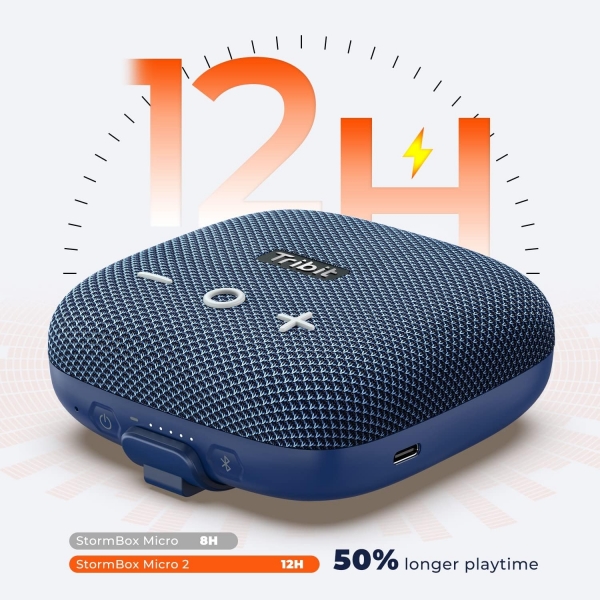 Tribit Stormbox Micro 2 Tanabilir Bluetooth Hoparlr-Blue