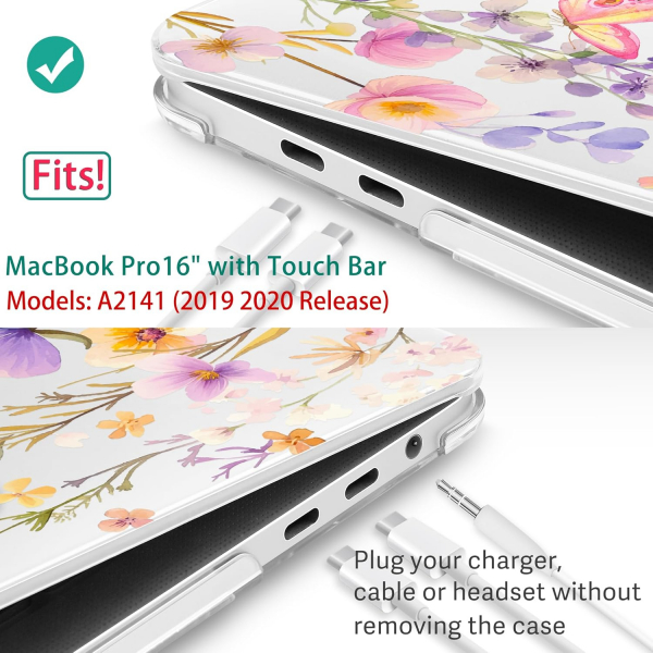 Tuiklol MacBook Pro Sert Kabuk Klf (16 in)-Purple Flower 