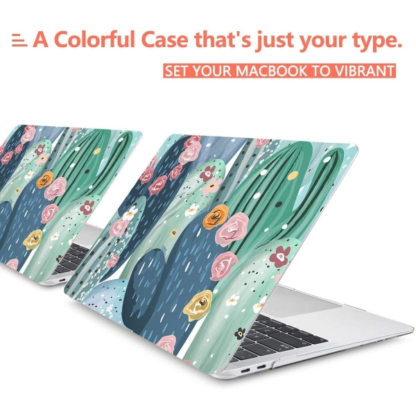 TwoL MacBook Air Dizst Klf Seti (13 in)-Cute Cactus