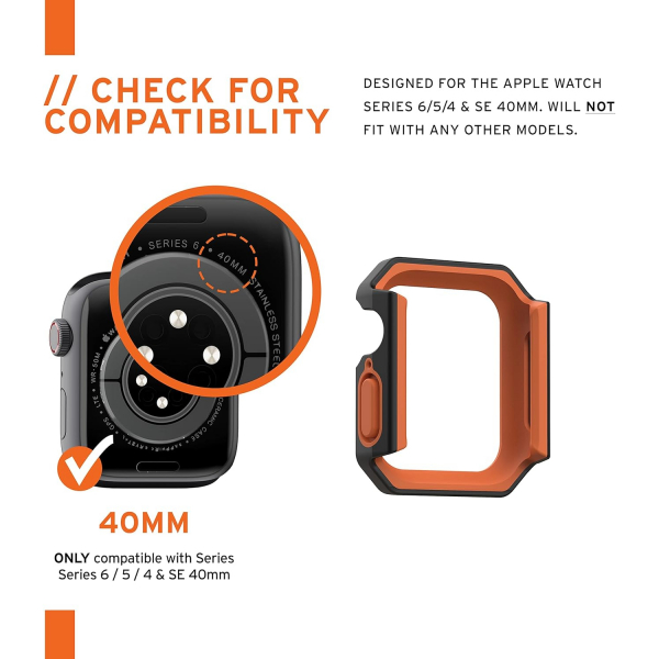UAG Apple Watch 6/5/4/SE 2/SE 40mm Bumper Klf-Black Orange