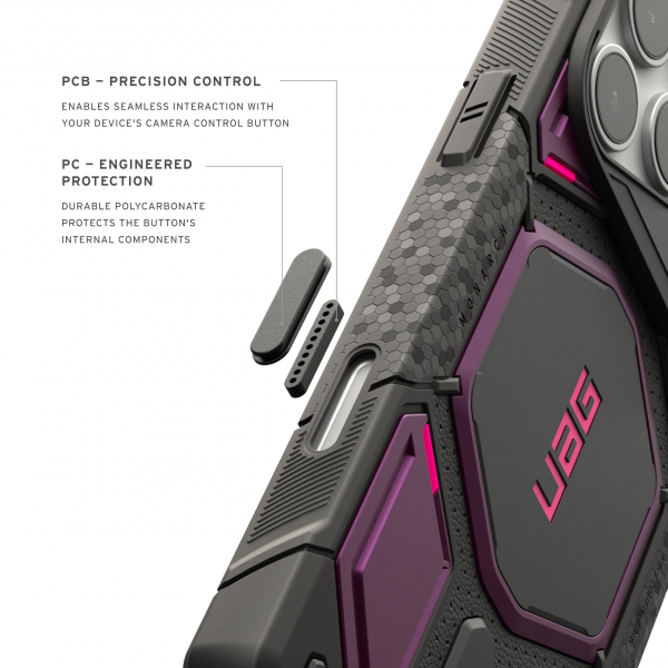 UAG Monarch Pro iPhone 18 Pro Max Delikli PU Deri K�l�f-Deep Purple Synth