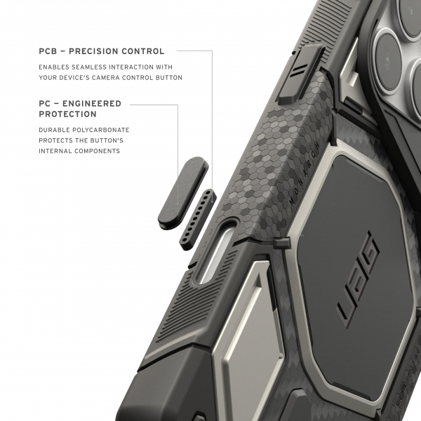 UAG Monarch Pro iPhone 18 Pro Max Delikli PU Deri K�l�f-Titanium