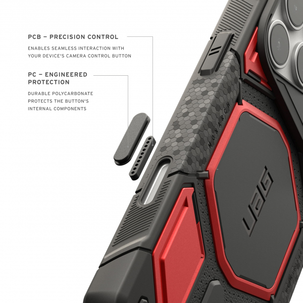 UAG Monarch Pro iPhone 18 Pro Max Delikli PU Deri K�l�f-Crimson