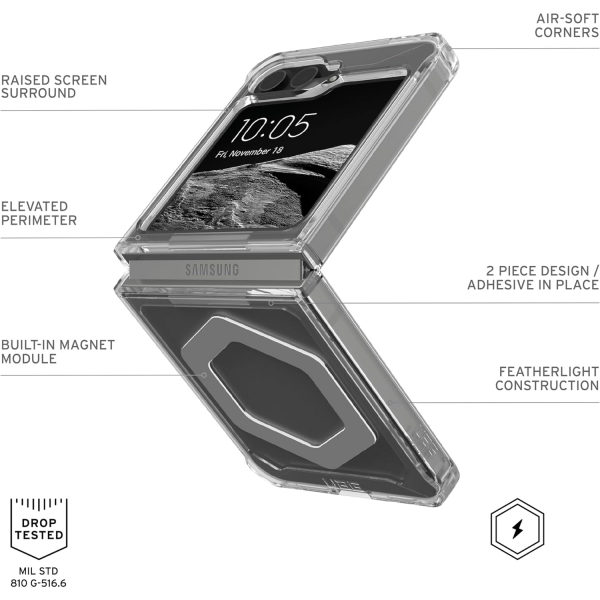 UAG Plyo Pro Galaxy Z Flip 6 Klf (MIL-STD-810G)-Ice Silver