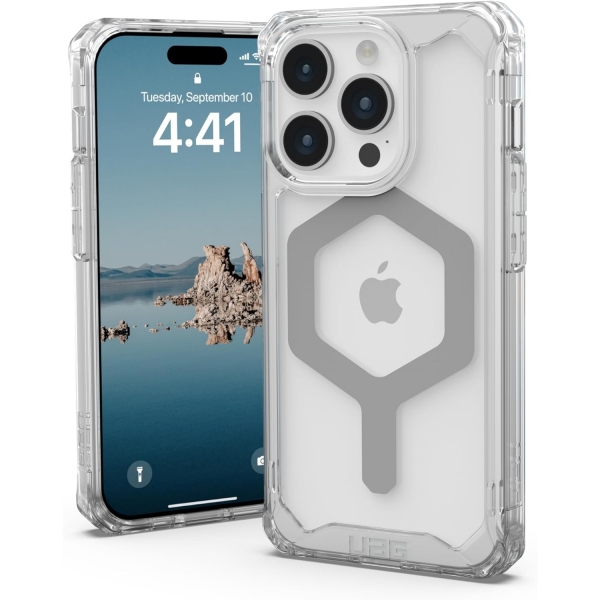 UAG Plyo Serisi Apple iPhone 15 Pro Manyetik Klf (MIL-STD-810G)-Ice Silver