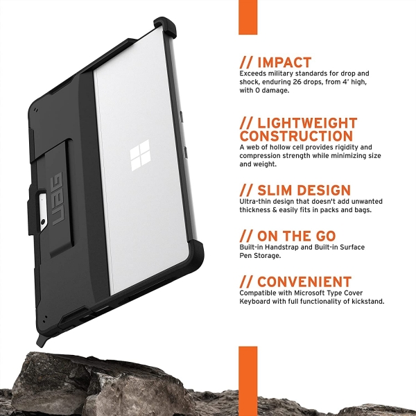 UAG Surface Pro 8 Standl Klf (MIL STD 810G)-Scout w Handstrap Black