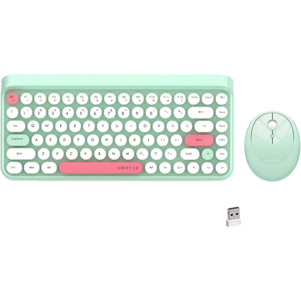 UBOTIE 84 Tulu Renkli Bluetooth Klavye Ve Mouse Set-Green