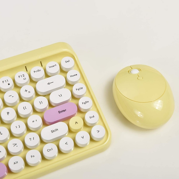 UBOTIE 84 Tuşlu Renkli Bluetooth Klavye Ve Mouse Set-Yellow