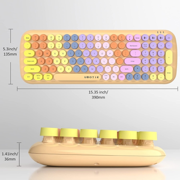 UBOTIE Renkli 100 Tuşlu Bluetooth Klavye-Orange Colorful