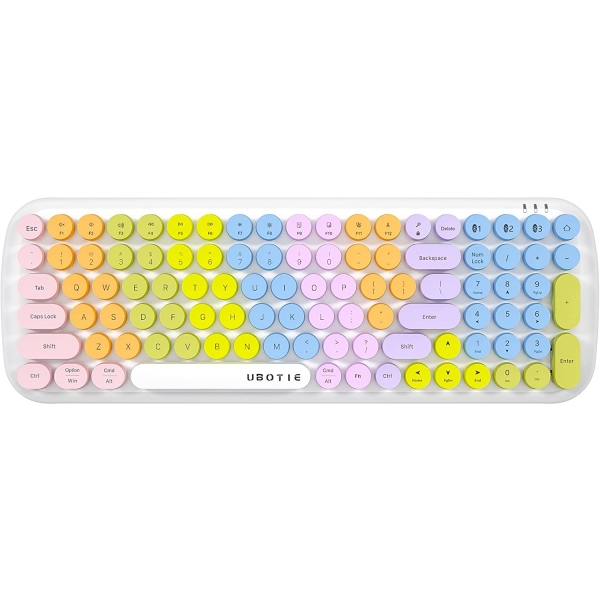 UBOTIE Renkli 100 Tuşlu Bluetooth Klavye-White Colorful