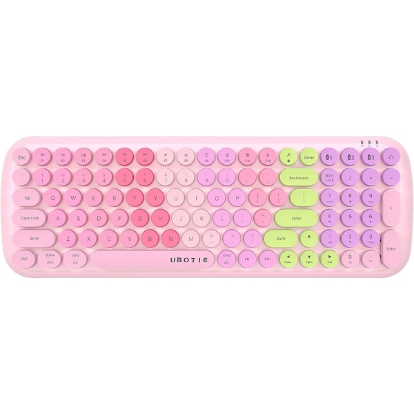 UBOTIE Renkli 100 Tuşlu Bluetooth Klavye-Pink Colorful