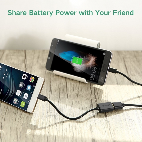 UGREEN Mikro USB to USB Mikro USB 2.0 OTG Kablo (2 Adet) (Siyah)