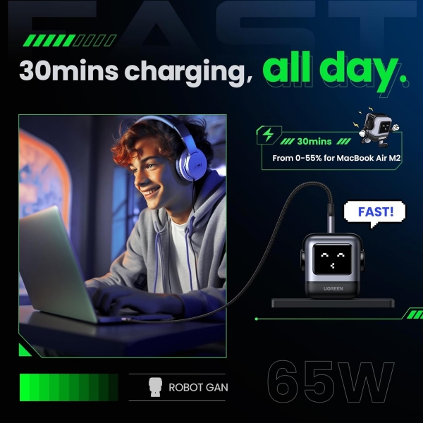 UGREEN RG 65W Hzl arj G Adaptr 