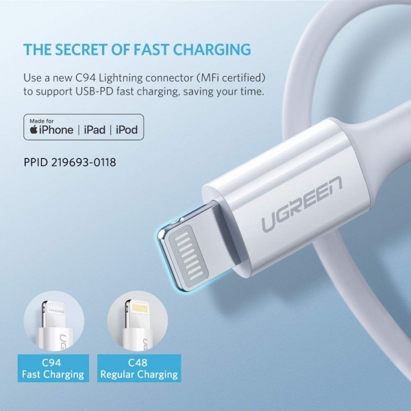UGREEN USB C to Lightning arj/Data Kablosu (1M)