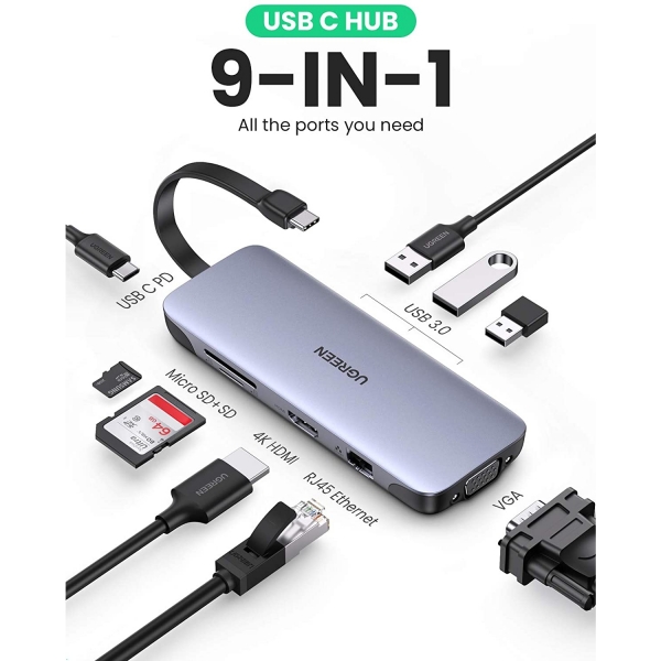 UGREEN USB C 9 Balantl Hub Adaptr