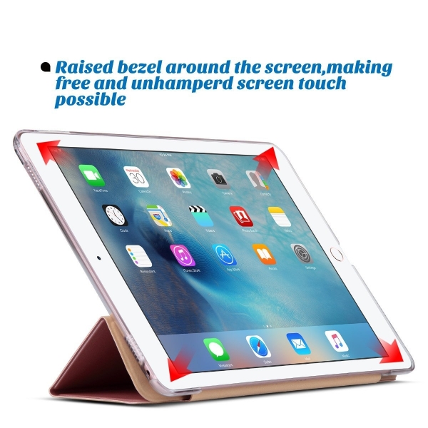 ULAK iPad 9.7 in Smart Shell Deri Standl effaf Arka Kapak-Pink